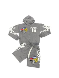 Patchwork short set (Charcoal)