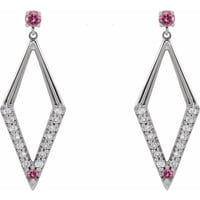Image 3 of  Platinum Diamond & Sapphire Geometric Earrings