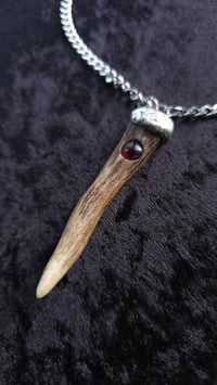 Image 1 of Garnet and deer antler pendant