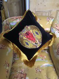 Image 3 of Cobra Head Snake Patch Black Velvet Cushion Cover