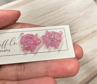 Image 2 of Pig Stud Earring, Glittered
