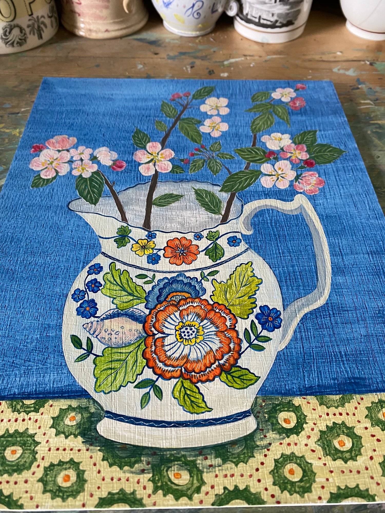 Image of Floral jug and apple blossom 