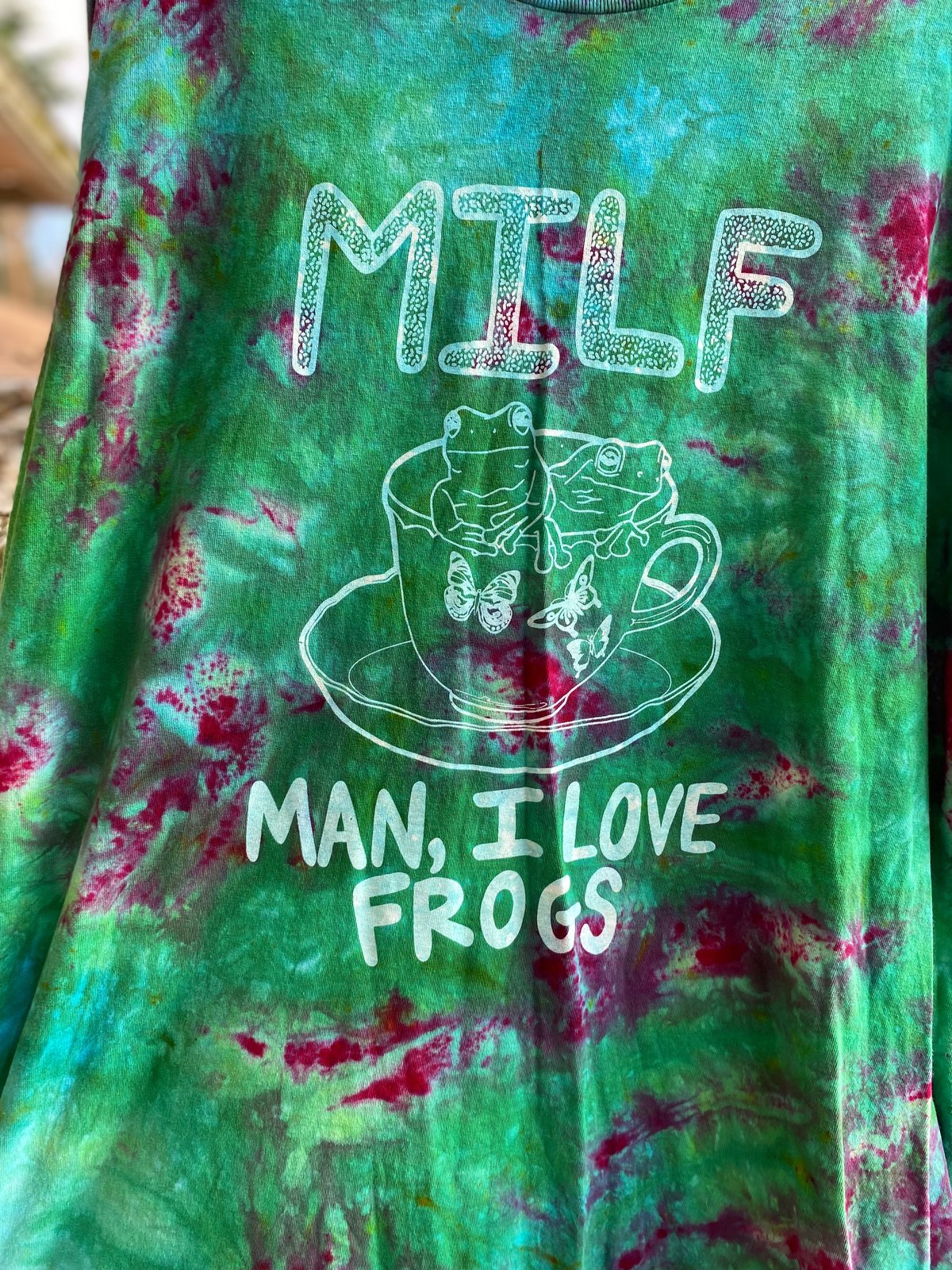 Image of 2XL MILF Man I Love Frogs Long Sleeve Tie Dye Shirt