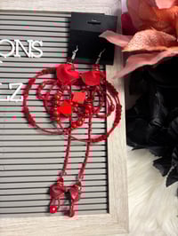 Image 2 of Red Flare Medium Hoops