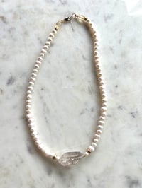Image 3 of HORIZONS - clear quartz + chunky white pearls