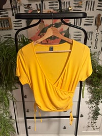Image 1 of Yellow  cross  ribbed top 