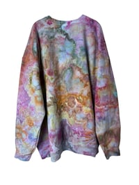 Image 7 of 4XL Unisex Ring Spun Cotton Blend Crew Sweatshirt in Muted Watercolor Ice Dye