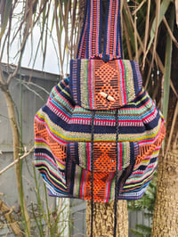 Image 1 of MALIA Mexican woven Baja fabric Backpack - NEON FLASH