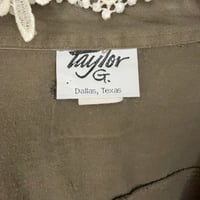 Image 6 of Upcycled Cropped Brown Button Front Rose Lace Shirt Taylor G Dallas Cottage- Women’s  L