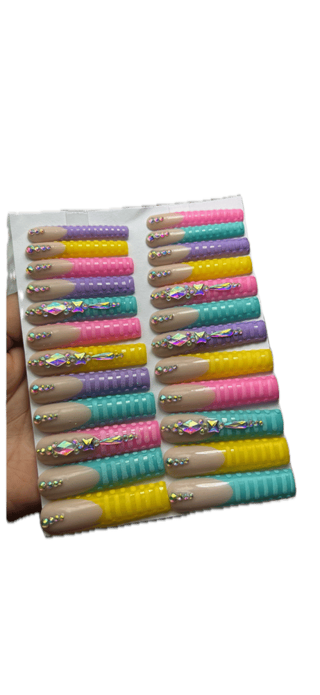Image of Pick a Pastel colorful 20 piece or 10 piece hard gel press on nail set
