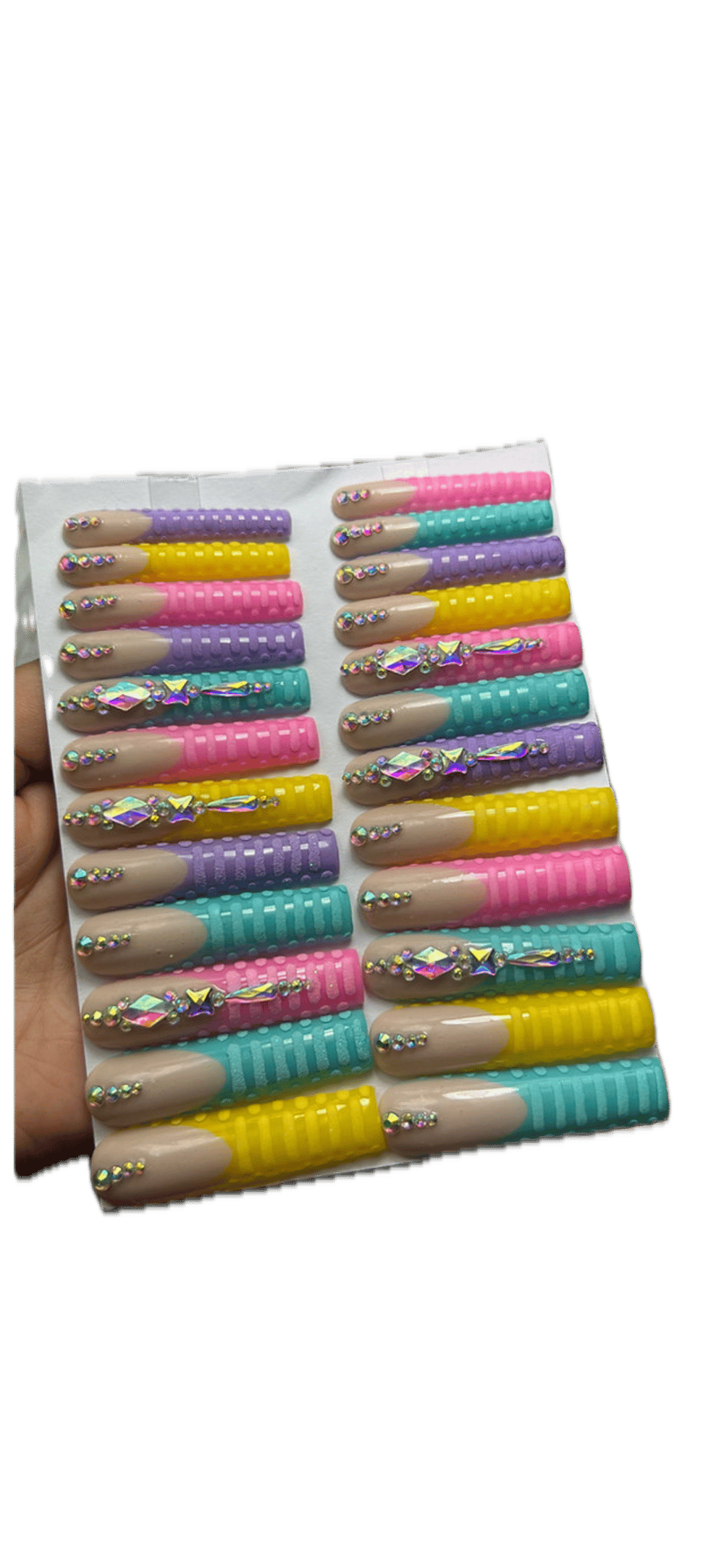 Image of Pick a Pastel colorful 20 piece or 10 piece hard gel press on nail set