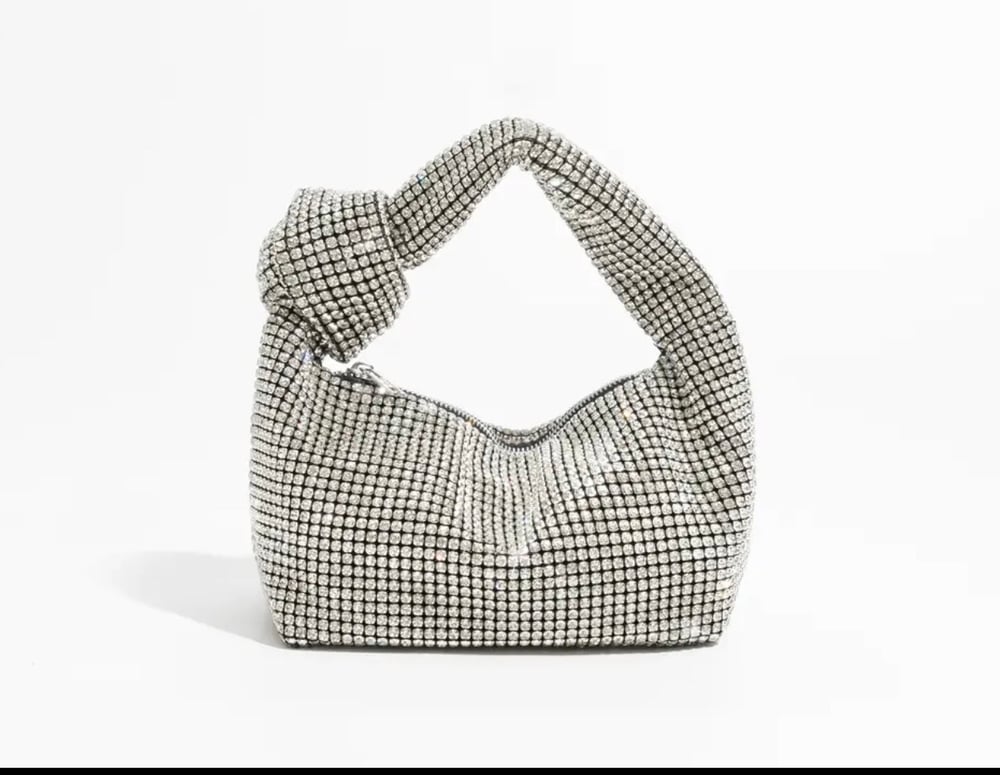 Image of Crescent Rhinestone knot bag