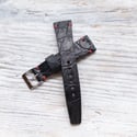 20mm Vintage Style Crocodile Strap - Black