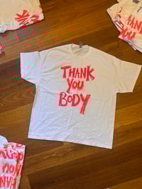 Image 2 of White Thank You Body TShirt with orange text (3XL)