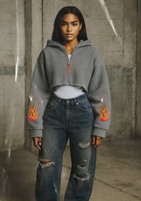 Image 1 of Neon Flame Sleeve Hoodie 