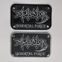 Image 1 of Mutilator - Immortal Force Embroidery On Faux Leather Patch With 4 Studs Attached