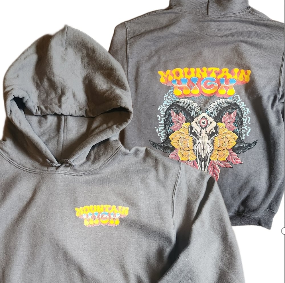 Image of GOAT/FLOWER HOODIE- GREY
