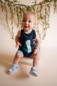 Image 6 of sherbet first bday 18m 24m months baby romper courtneycourtney playsuit shorts layer shortalls 