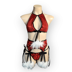 Image of Crimson Red Sequin 4 Piece Full Outfit