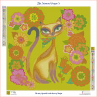 Image 3 of Mod Flower Kitty Full Size Diamond Painting by Miss Fluff