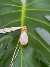 Image 4 of Gold Plum Tourmaline Teardrop Crystal Necklace