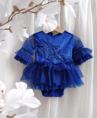 Image 1 of Baby girl body-dress for photoshoots | Astrid | size 9-12 months | indigo