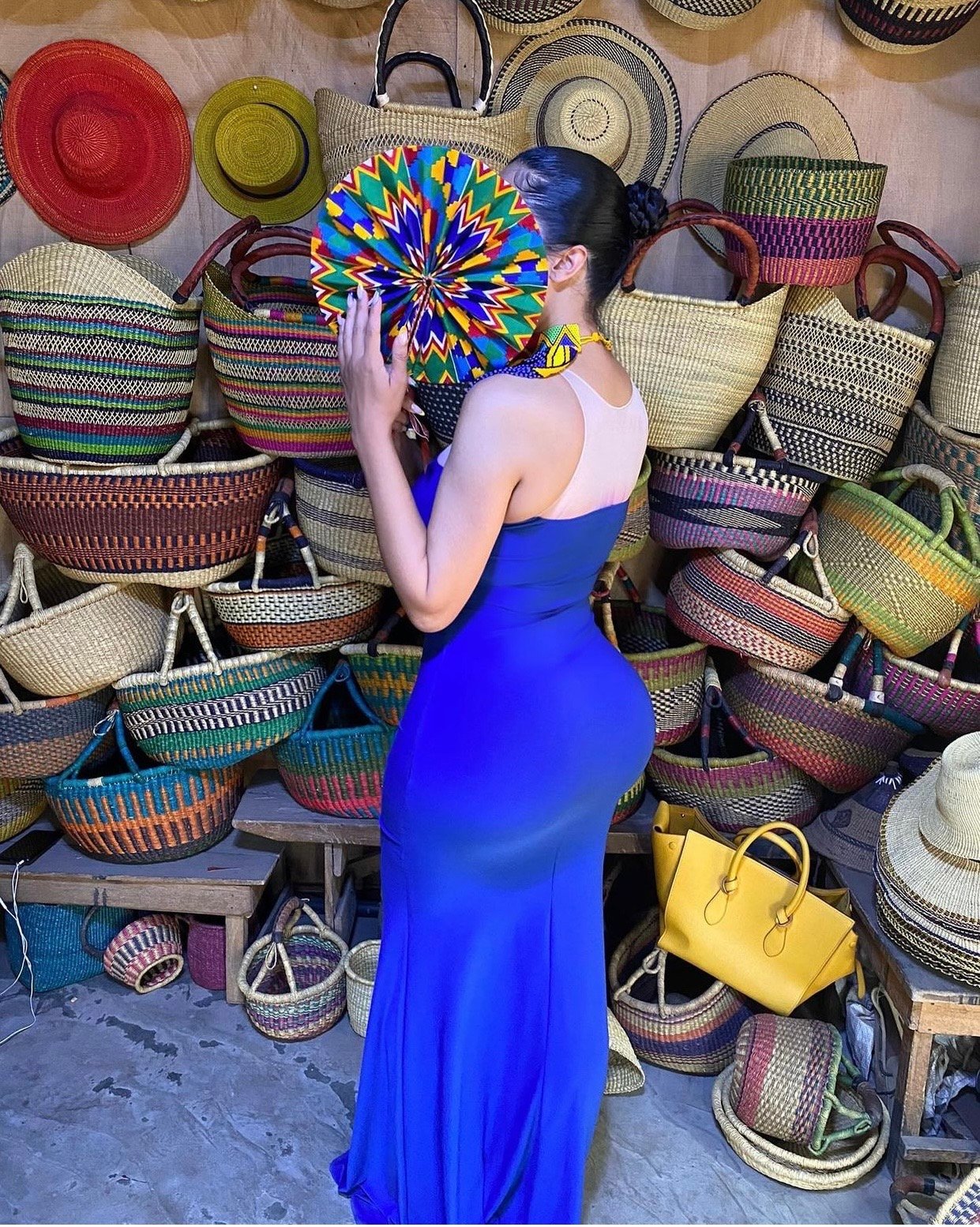Image of ROYAL BLUE EXTRA-LONG MAXI DRESS WITH NECKLACE (MEDIUM)