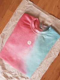 Image 2 of BLUE +PINK SWEATER Hand Dyed tiedye