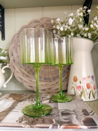 Image 1 of Green Flower Wine Glasses (set of 2)