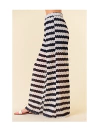 Image 3 of Striped Crochet Lace wide leg pants 