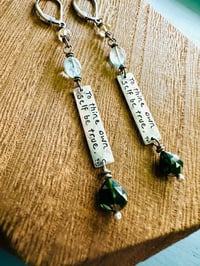 Image 13 of Shakespeare quote charm earrings with topaz and tourmaline