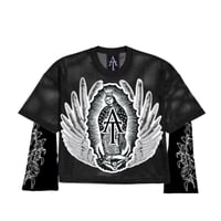 Image 1 of “BLESS FASHION” Double Layer Crop Mesh Shirt 