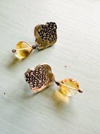 Image 1 of sterling silver post earrings with faceted citrine gemstones