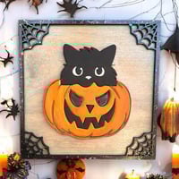 Image 2 of Halloween Pumpkin Cat Sign