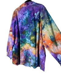 Image 3 of ♻️ UPCYCLED 3X PLUS Twill Smock Work Shirt in Earthy Rainbow Ice Dye