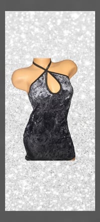 Image 1 of Stretch Velvet Keyhole Dress