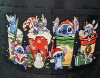 Image 4 of Joy Snowman and Stitch Christmas Apron (black)