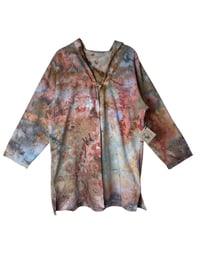 Image 3 of ♻️ UPCYCLED XL 100% Hooded Cotton Open Jacket in Sedona Ice Dye