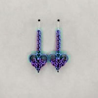 Image 2 of Colorful Chainmaille Heart Earrings
