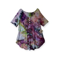 Image 1 of M Luxe Knit Babydoll Top in Earthy Blooms Watercolor Ice Dye