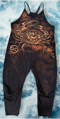 Image 1 of “CANCER” CUSTOM BLEACH PAINTED BAGGY ROMPER MEDIUM