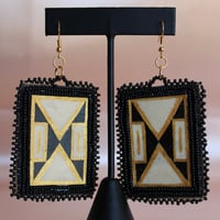 Image 5 of Black & Gold Geo Beaded Earrings