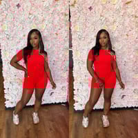 Image 1 of red shorts bodysuit