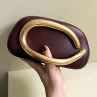 Image 14 of FOREVER MIYIN Women's Vintage Elegant Mini Handbag - Burgundy & Golden Luxury Purse with Magnetic Cl