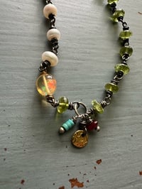 Image 6 of pearl and gemstone charm bracelet . sterling and 22k gold