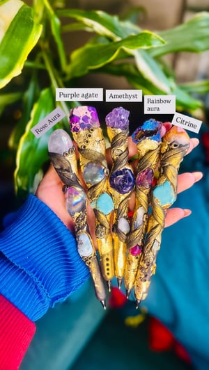 Image of Manifesting pen rose rainbow agate geode