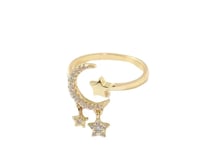 Crescent Moon Star Ring