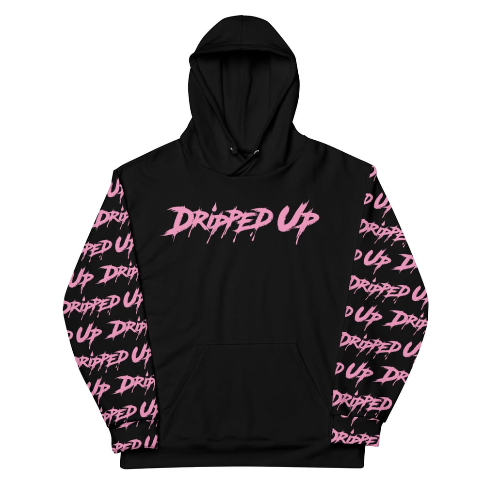 Dripped Up Sleeve Pattern 2.0 Unisex Hoodie (Black/Pink)