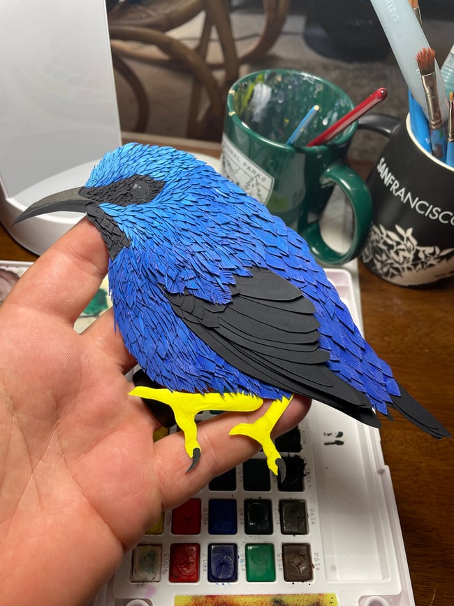 Shining Honeycreeper Paper Sculpture