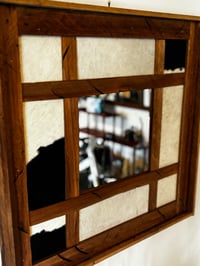 Image 1 of Four sided cow hide mirror small